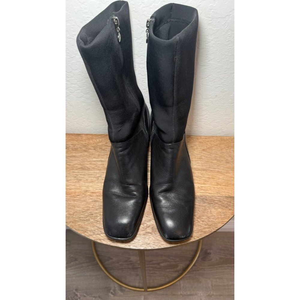 Vintage Rockport Chelsea Stretch Black Block Heel Boots 9M With Back Zippers